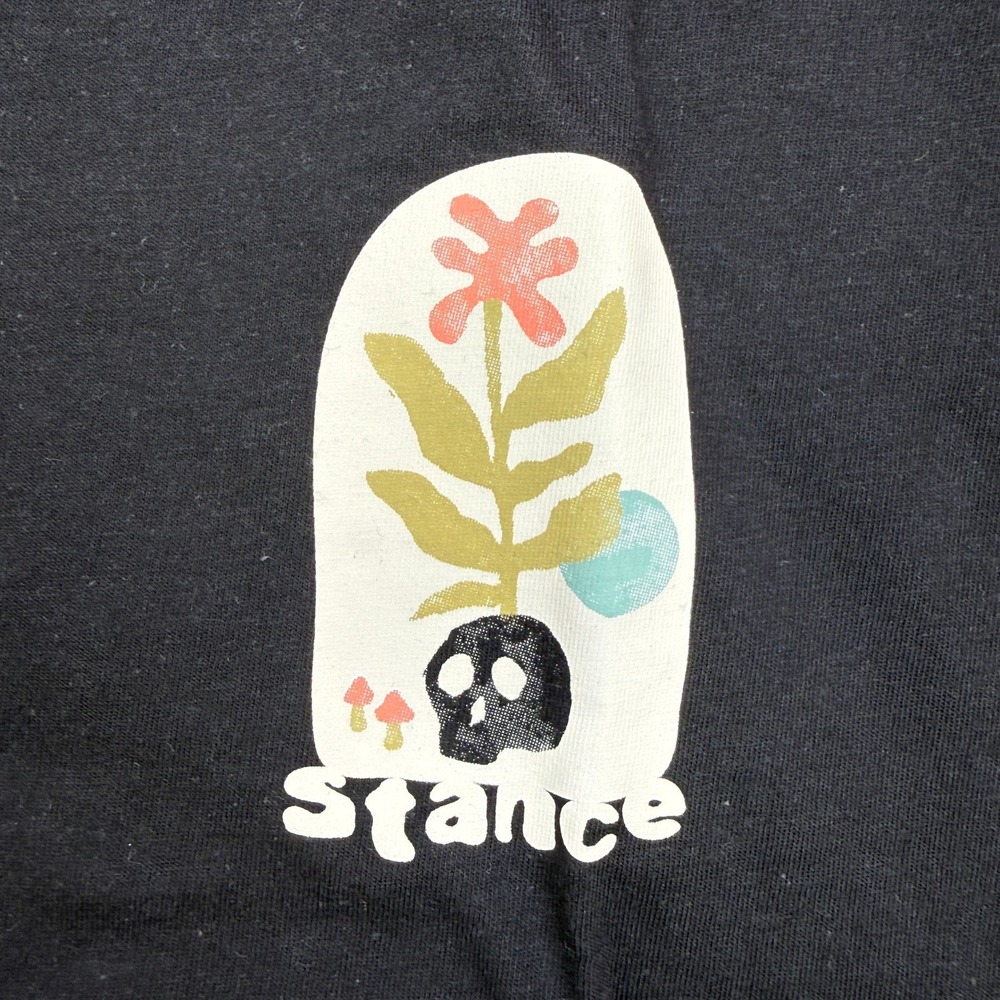 Stance Shirt Mens XXL Crew Tee Black Skull Flower Graphic T Shirt Streetwear - Picture 3 of 5